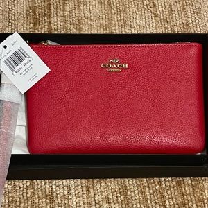 COACH Classis Large Red Apple Zip Wristlet